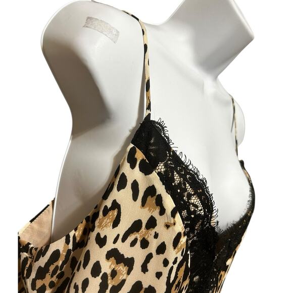 Y2K Socialite Women Babydoll Cami Top L Animal Print Lingerie‎ Lined Lace Trim - Picture 5 of 8